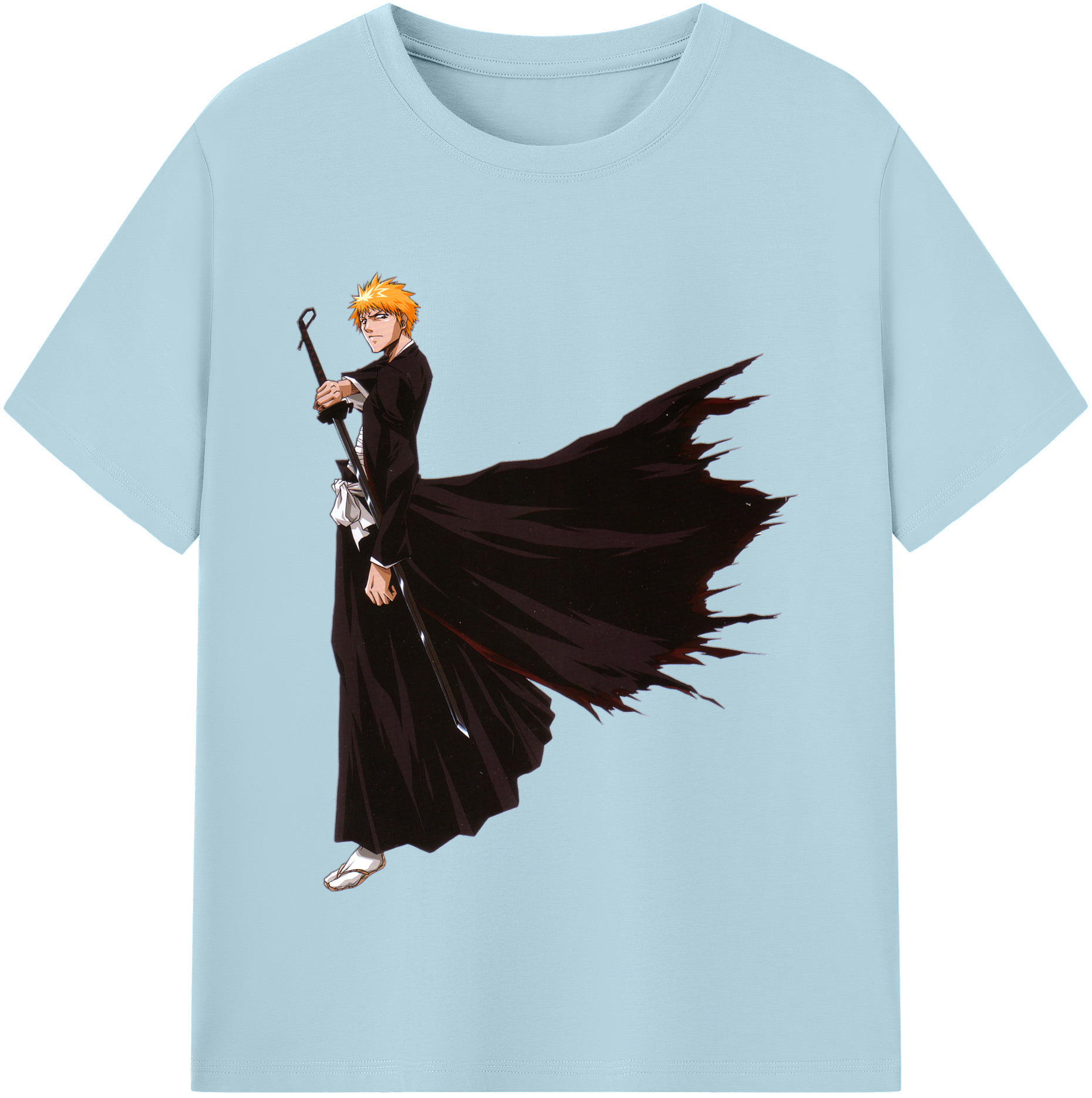 （画像用） ブリーチ 黒崎一護（くろさき いちご）BLEACH Kurosaki Ichigo 綿100％半袖Tシャツ（フロントプリント）